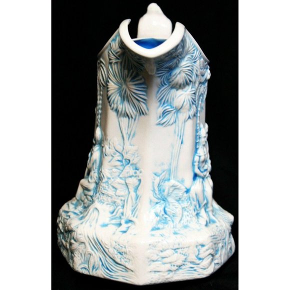 VTG 73 Hand Painted Sign French Country Ceramic Pitcher Blue Lover Renaissance - Picture 2 of 9